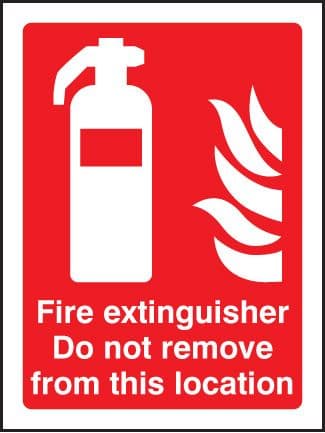 11030E Fire extinguisher do not remove Rigid Plastic (200x150mm) Safety Sign