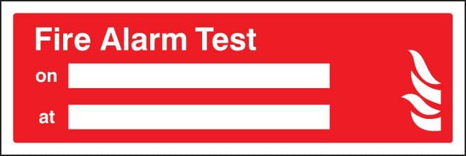 11040L Fire alarm test on/at Rigid Plastic (450x150mm) Safety Sign
