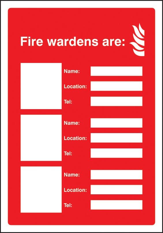 11053H Fire wardens are (3 names, locations and numbers) Rigid Plastic (300x250mm) Safety Sign