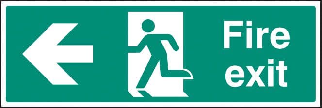 12003M Fire exit - left Rigid Plastic (600x200mm) Safety Sign