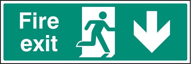 12008L Fire exit - down Rigid Plastic (450x150mm) Safety Sign