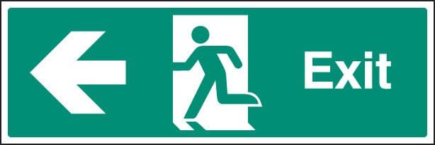 12011M Exit - left Rigid Plastic (600x200mm) Safety Sign