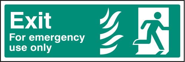 12108M Exit for emergency use only - right HTM Rigid Plastic (600x200mm) Safety Sign