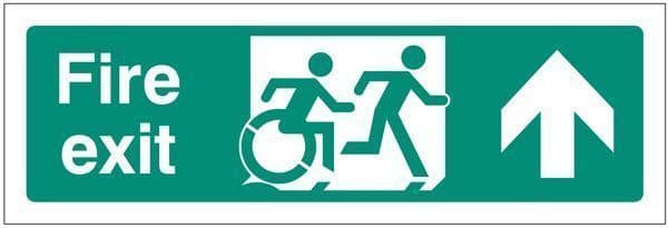 12164L Disabled fire exit arrow up - inclusive design Safety Sign