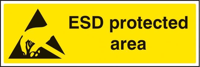 14249G ESD protected area Rigid Plastic (300x100mm) Safety Sign