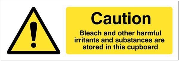 14400G Caution Bleach and other harmful irritants and substances are stored in this cupboard