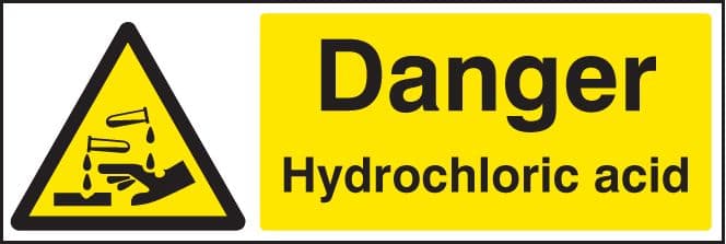 14404G Danger hydrochloric acid Rigid Plastic (300x100mm) Safety Sign