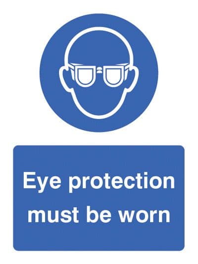 15003E Eye protection must be worn Rigid Plastic (200x150mm) Safety Sign