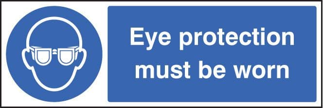 15003M Eye protection must be worn Rigid Plastic (600x200mm) Safety Sign