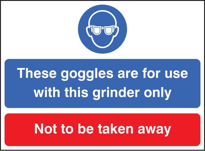 15008E Goggles for use with this grinder only not to be taken away Rigid Plastic (200x150mm)