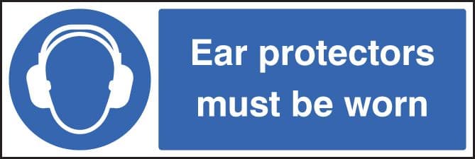 15023M Ear protectors must be worn Rigid Plastic (600x200mm) Safety Sign