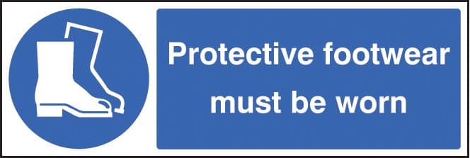 15201G Protective footwear must be worn Rigid Plastic (300x100mm) Safety Sign