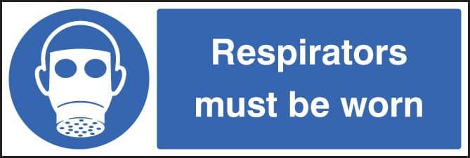 15205G Respirators must be worn Rigid Plastic (300x100mm) Safety Sign