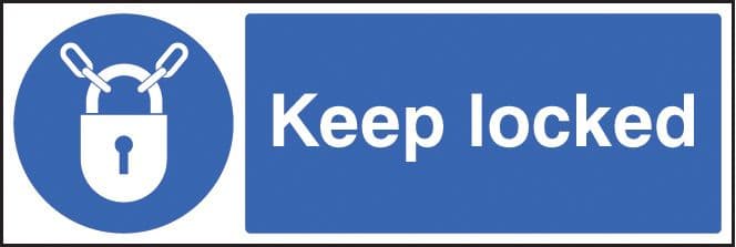 15414G Keep locked Rigid Plastic (300x100mm) Safety Sign