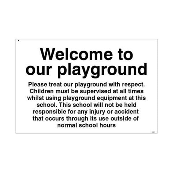 15478P Welcome to our playground notice sign - Rigid Plastic (600x400mm)