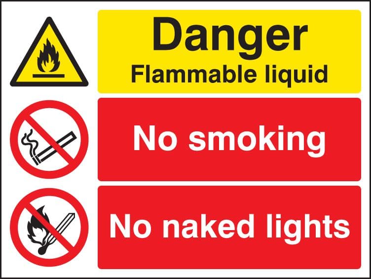 16205K Danger flammable liquid no smoking no naked lights Rigid Plastic (400x300mm) Safety Sign