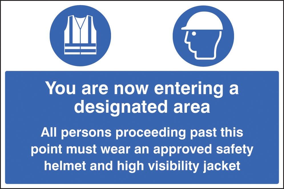 16229P You are now entering a designated area Rigid Plastic (600x400mm) Safety Sign