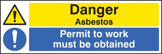 16272G Danger asbestos permit to work must be obtained Rigid Plastic (300x100mm) Safety Sign