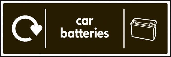 16653M WRAP Recycling Sign - Car batteries Rigid Plastic (600x200mm) Safety Sign