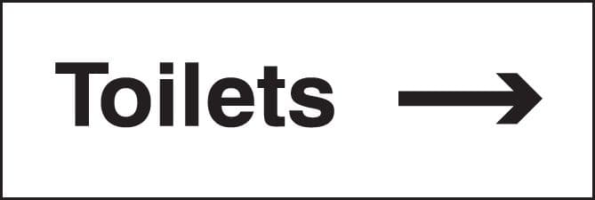 17053L Toilets arrow right Rigid Plastic (450x150mm) Safety Sign