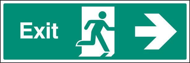 22012G Exit - right Self Adhesive Vinyl (300x100mm) Safety Sign