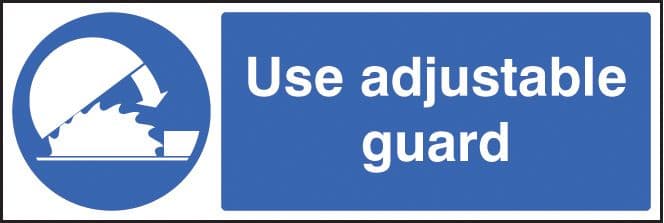 25406G Use adjustable guards Self Adhesive Vinyl (300x100mm) Safety Sign