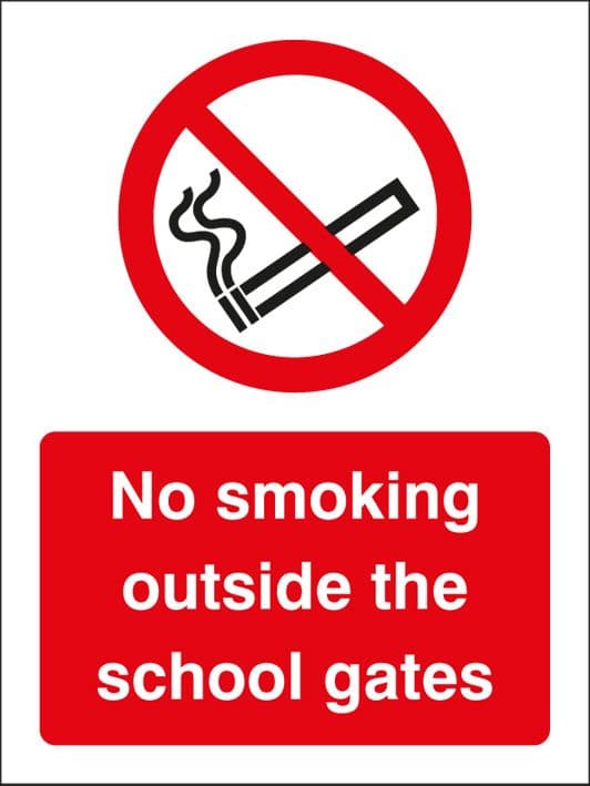 25462K No smoking outside the school gates Self Adhesive Vinyl (400x300mm) Safety Sign