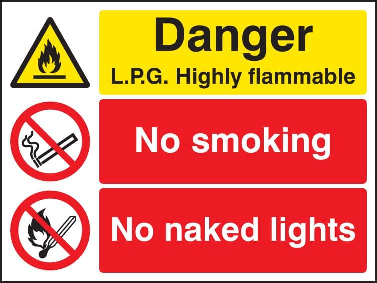 26207Q Danger LPG highly flammable no smoking no naked lights Self Adhesive Vinyl (600x450mm)