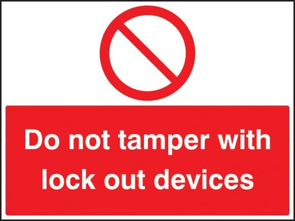 26244A Do not tamper with lockout devices Self Adhesive Vinyl (100x75mm) Safety Sign