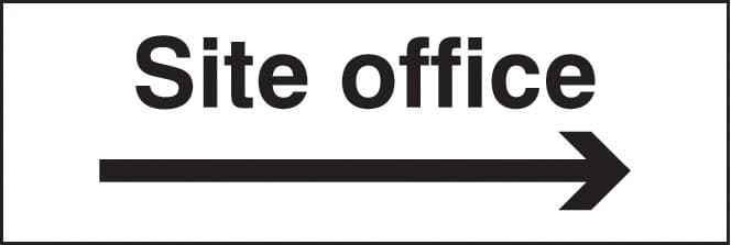26410G Site office arrow right Self Adhesive Vinyl (300x100mm) Safety Sign