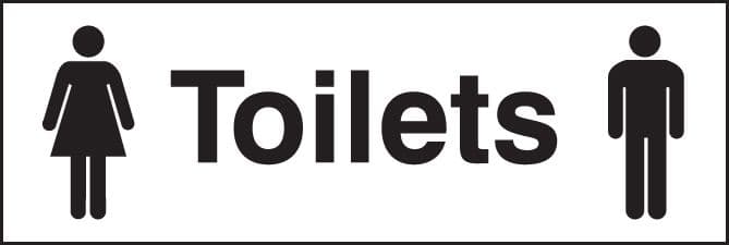 27007L Toilets (male and ladies symbol) Self Adhesive Vinyl (450x150mm) Safety Sign
