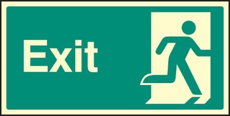 32036J Exit - right symbol Photoluminescent Rigid (400x200mm) Safety Sign