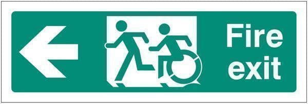 42162L Disabled fire exit arrow left - inclusive design Safety Sign