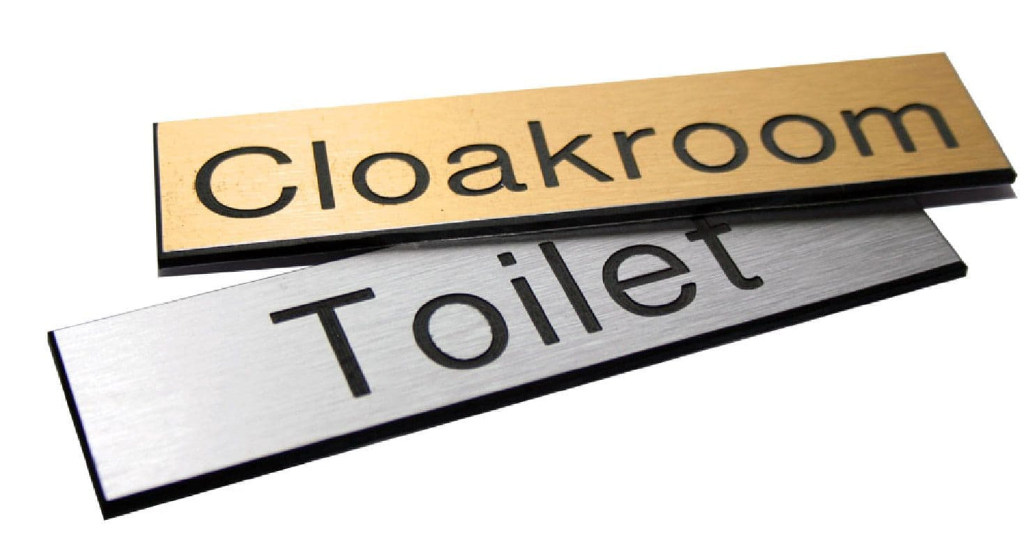 51555 Engraved Sign with adhesive backing - 100x75mm White text on black (100x75mm) Safety Sign