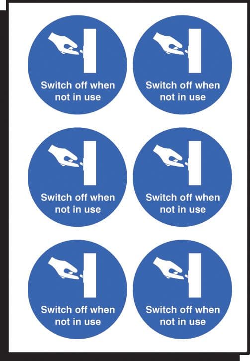 51653 Switch off when not in use 65mm dia - sheet of 6 (65mm dia) Safety Sign