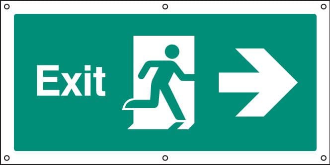 52012 Exit right banner c/w eyelets (1270x610mm) Safety Sign