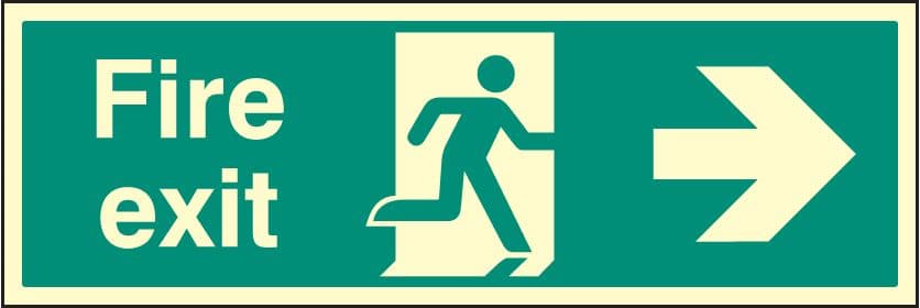 52126 Fire exit right single sided 900x300mm photoluminescent (900x300mm) Safety Sign