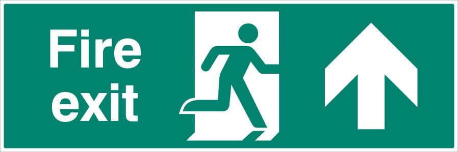 52160 Fire exit double sided with arrow up 1200x400mm 5mm rigid (1200x400mm) Safety Sign