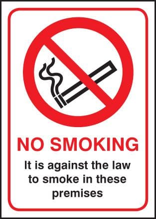 53043 No Smoking it is against the law A5 RP (148x210mm) Safety Sign