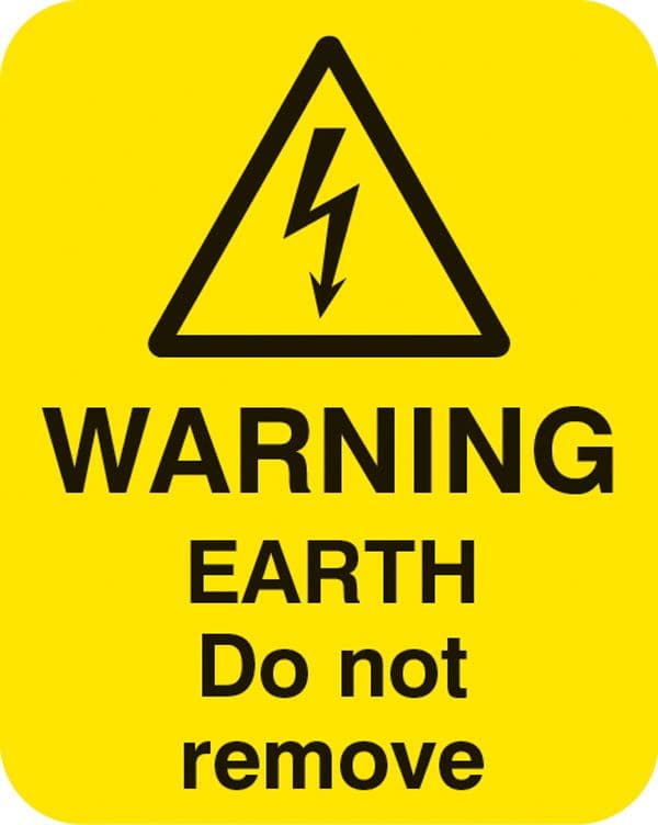 54063 Warning earth do not remove Sheet of 25 labels 40x50mm (40x50mm) Safety Sign