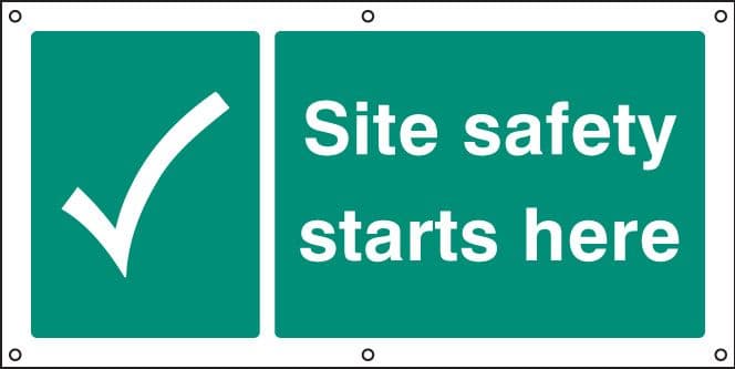55090 Site safety starts here banner c/w eyelets (1270x610mm) Safety Sign