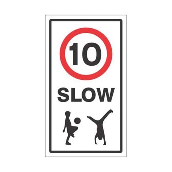55484 Slow 10mph Class R2 Permanent 400x700mm (3mm aluminium composite) c/w channelling