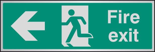 55922 Fire exit arrow left aluminium 300x100mm (300x100mm) Safety Sign