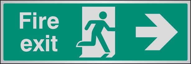 55923 Fire exit arrow right aluminium 300x100mm (300x100mm) Safety Sign