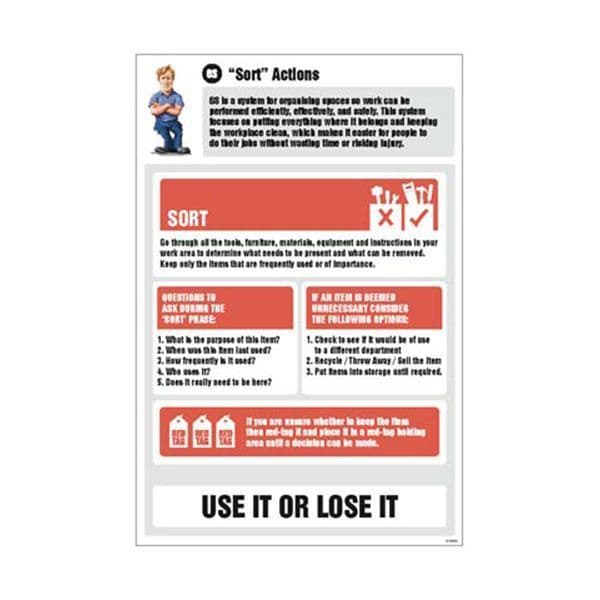 55942 6S Sort Actions Information Poster 400x600mm rigid plastic