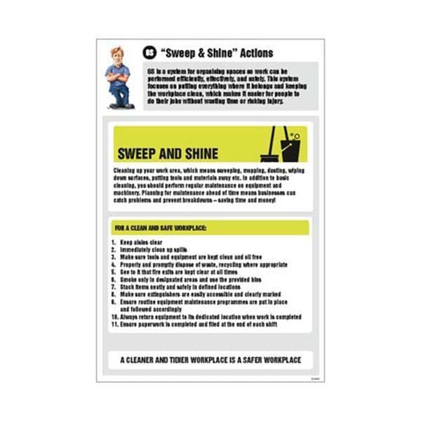 55943 6S Sweep & Shine Actions Information Poster 400x600mm rigid plastic
