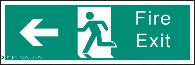 56185 Braille - Fire exit left (450x150mm) Safety Sign