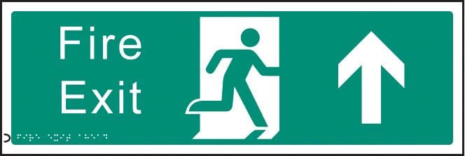 56187 Braille - Fire exit up (450x150mm) Safety Sign