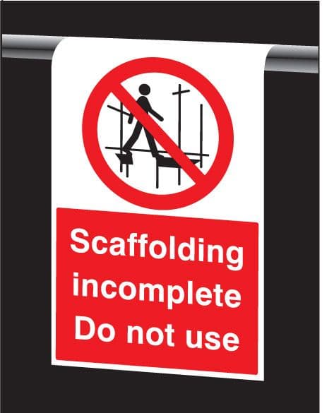56400 Roll Top - Scaffolding incomplete do not use (600x400mm) Safety Sign