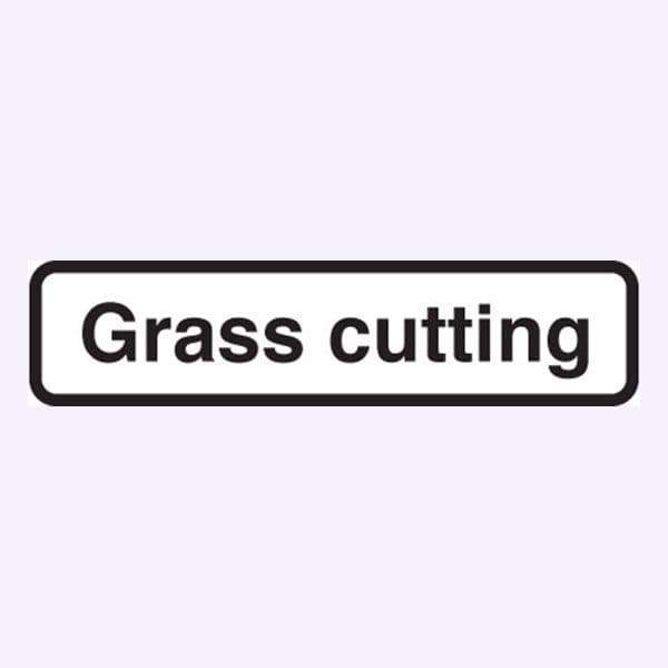 56547 Grass cutting fold up supplementary text Safety Sign